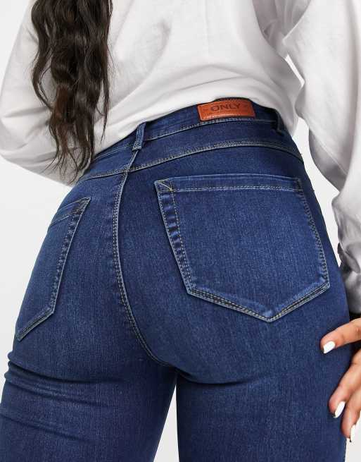 Mid blue sale high waisted jeans