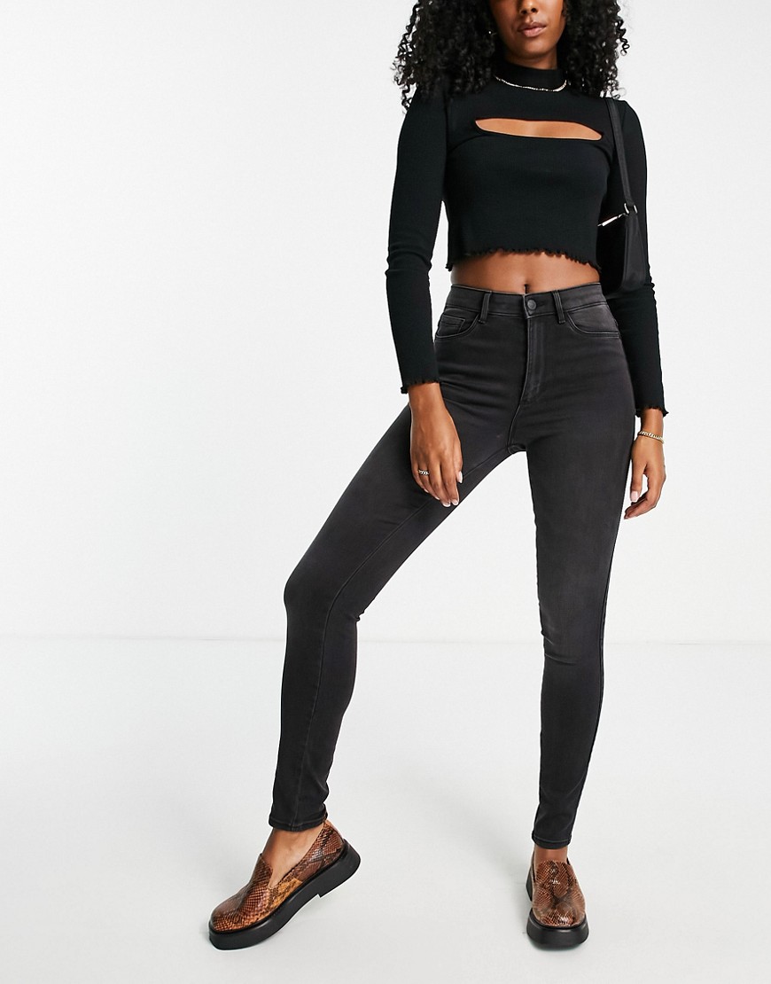 Only Royal high waisted skinny jeans in washed black