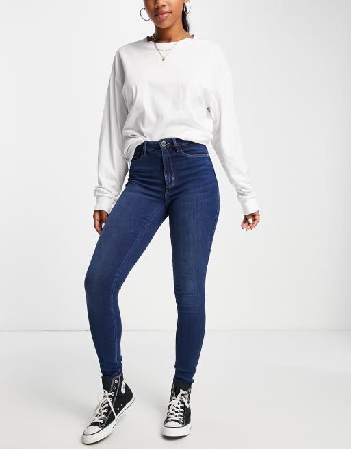 Only - Royal - Mellemblå højtaljede skinny-jeans , 3 af 5