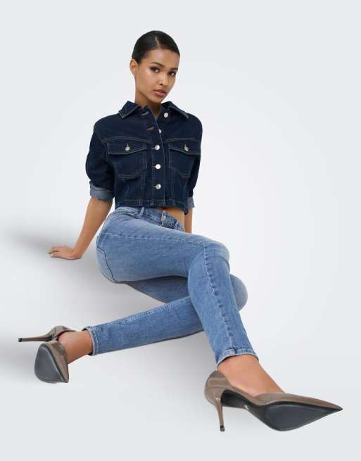 ONLY Royal-Power high waisted skinny jeans in blue denim, 6 of 7