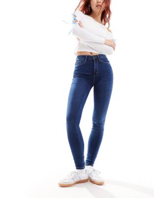 Only - Royal - Skinny-Jeans in Mittelblau mit hohem Bund