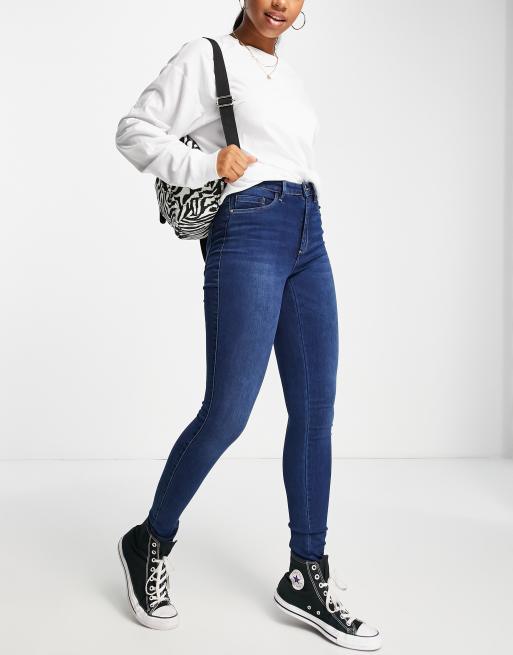 Only - Royal - Skinny jeans met hoge taille in middenblauw , 2 van 5