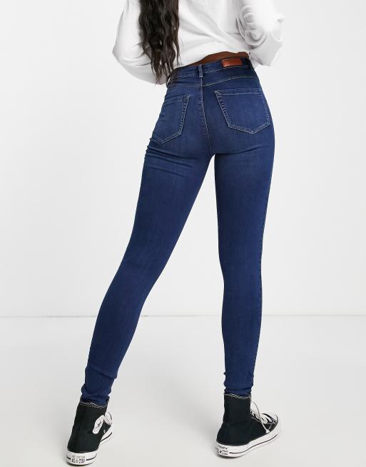 Only - Royal - Skinny jeans met hoge taille in middenblauw , 5 van 5