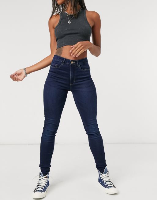 Solid High Waist Skinny Jeans - Royal Blue