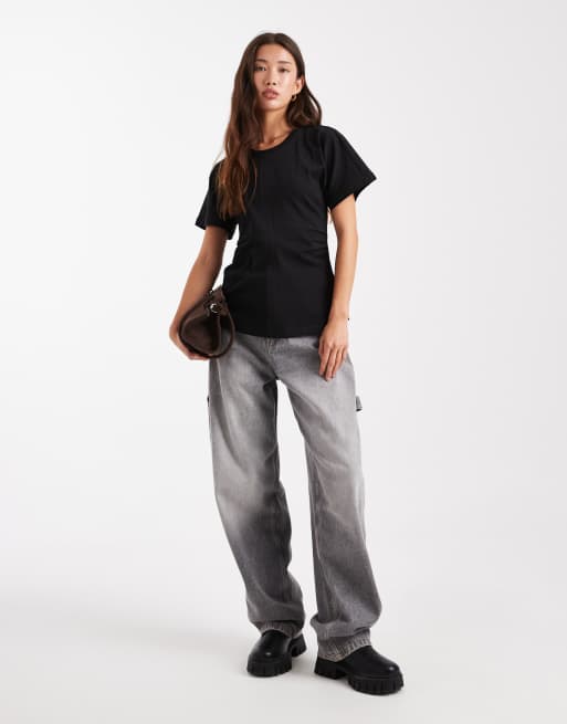 ONLY ruched detail top in black, 4 of 4