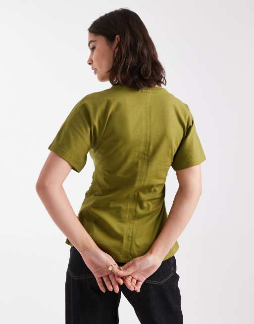 ONLY ruched detail top in green, 3 of 4