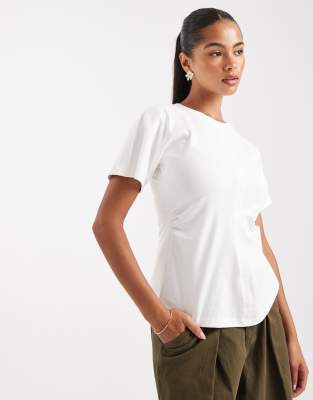 ruched detail top in white