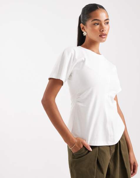 ONLY ruched detail top in white - view 1