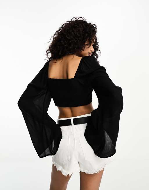 Blusa crop best sale top negra