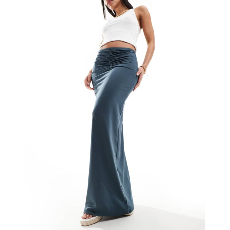 【Anyone more】Brick Gray High Long Skirt Amazon.com: MakeMeChic Women's Elastic High Waisted Split