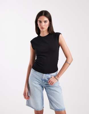 Only Ruched Sleeveless Top In Black