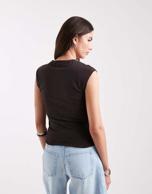 ONLY ruched sleeveless top in brown, 4 of 4