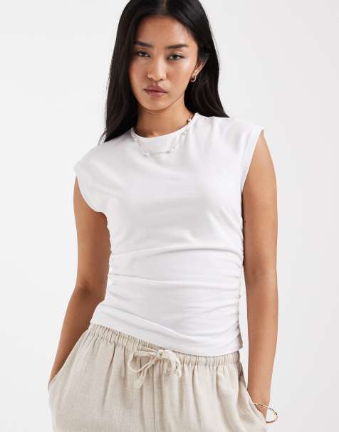ONLY ruched sleeveless top in white - view 1