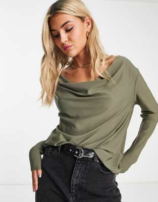 Only ruched top in khaki