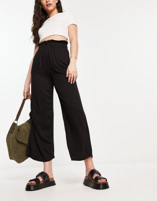 ONLY ONLY ruched waist culottes in black