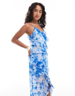 Only Ruffle Layer Midaxi Dress In Multi