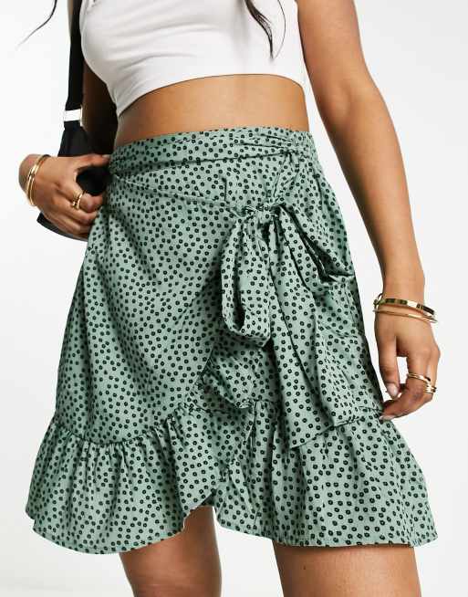 Ruffle wrap mini outlet skirt