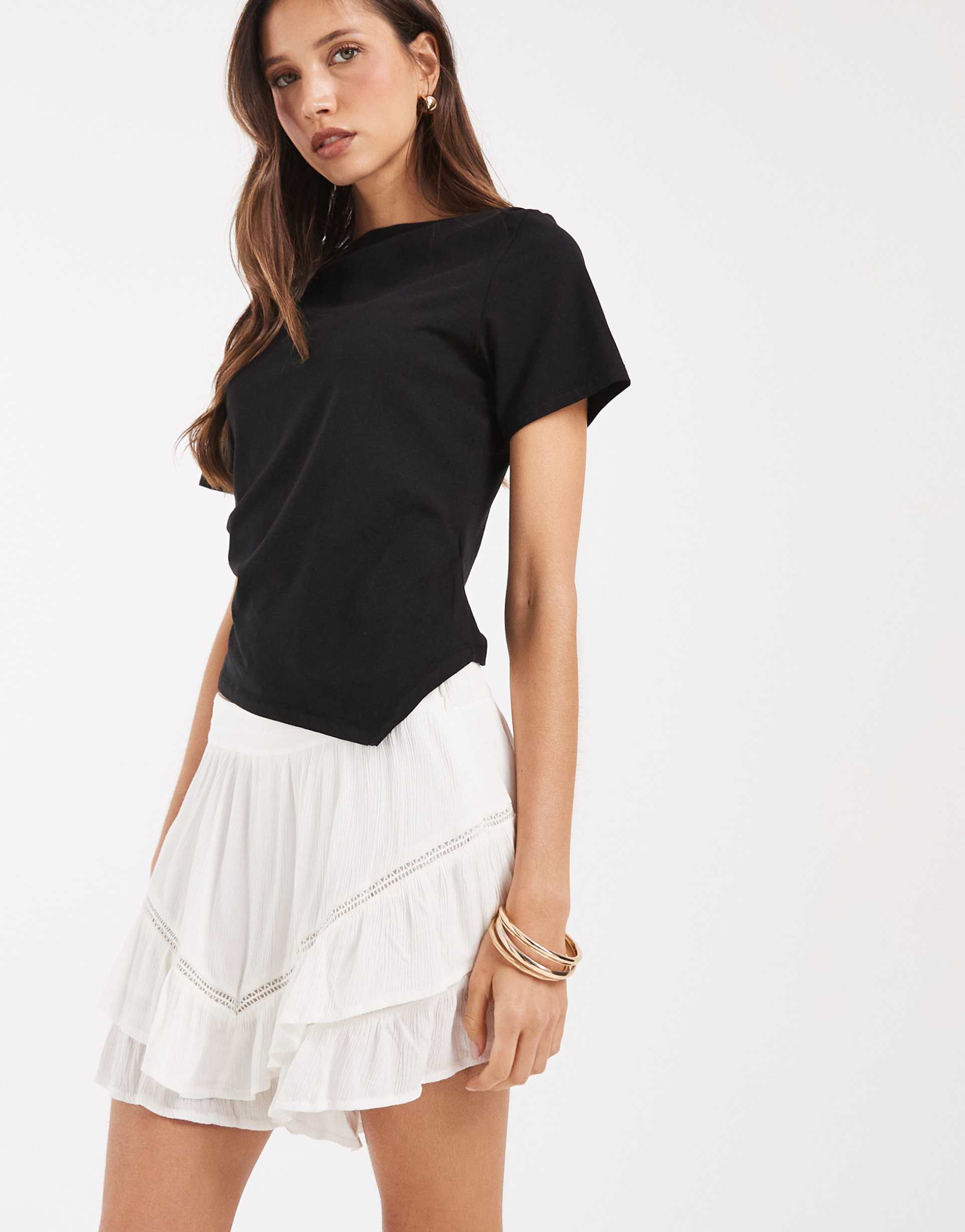 only ruffled skort in white