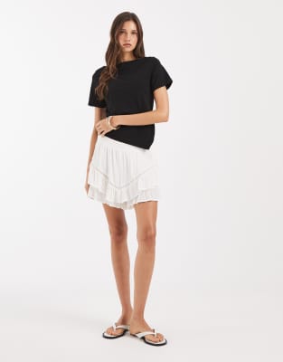 Only Ruffled Skort In White