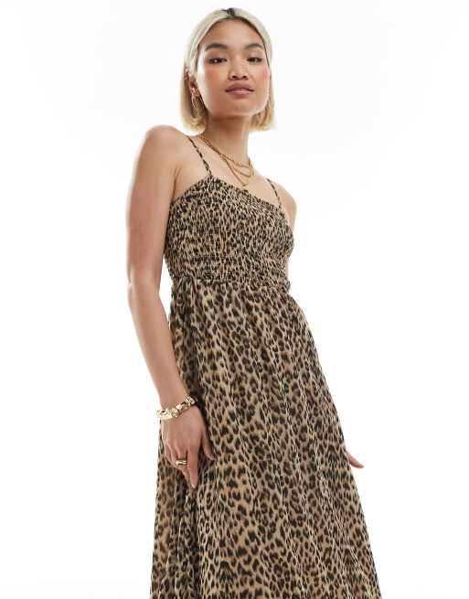 ONLY - Rynket cami-maxikjole med leopardprint, 3 af 4
