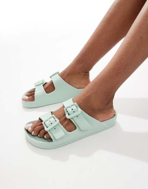 ONLY – Sandalen in Salbeigrün mit doppeltem Riemen - view 1
