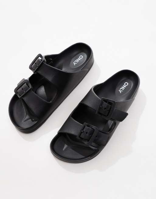 ONLY – Sandalen in Schwarz mit doppeltem Riemen, 2 von 4