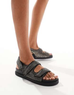 ONLY - Sandalen in Schwarz mit Strassdetail