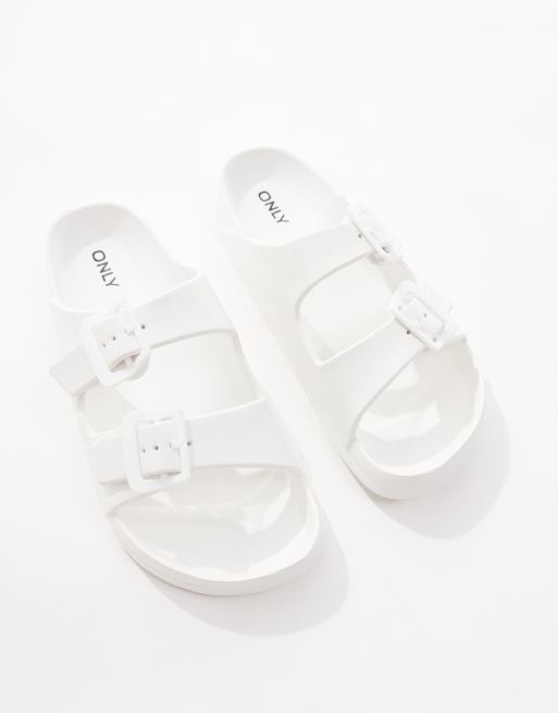 ONLY – Sandalen in Weiß mit doppeltem Riemen, 4 von 4