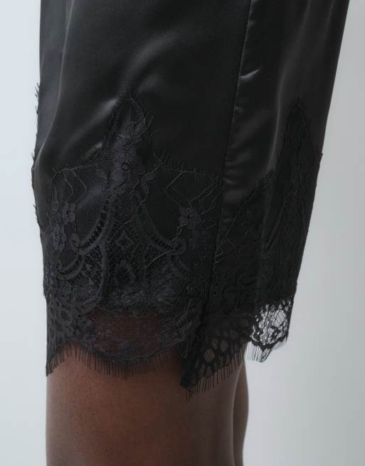 ONLY satin lace mini skirt in black, 3 of 5