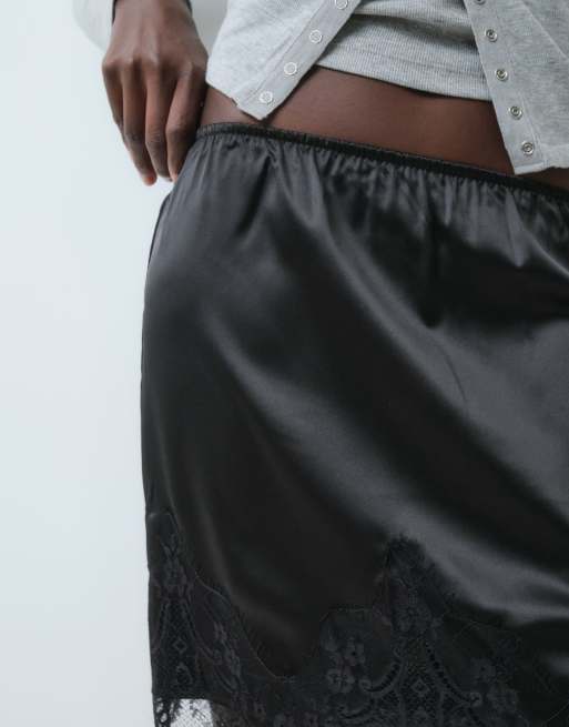 ONLY satin lace mini skirt in black, 4 of 5