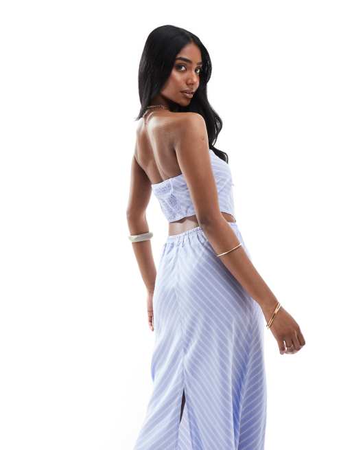 ONLY scarf top co-ord in diagonal blue stripes, 4 of 4