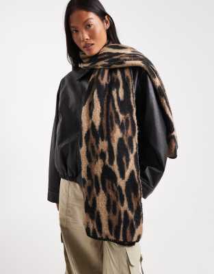 ONLY - Schal in Beige mit Leopardenmuster-Neutral