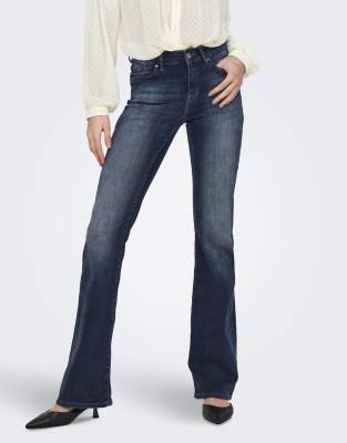 Schlagjeans aus Denim in Blauschwarz Blau L L32