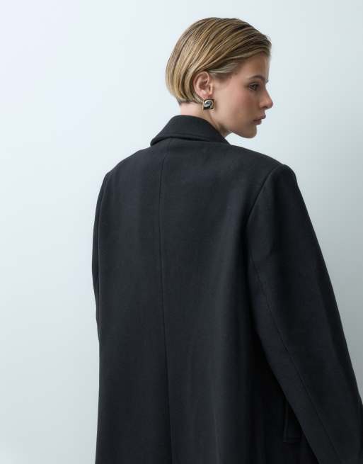 ONLY schmal geschnittener Maxi-Mantel in Schwarz, 3 von 4