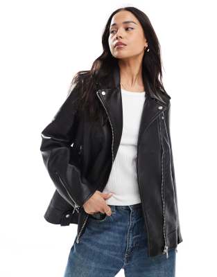 Only - Schwarze Kunstlederjacke