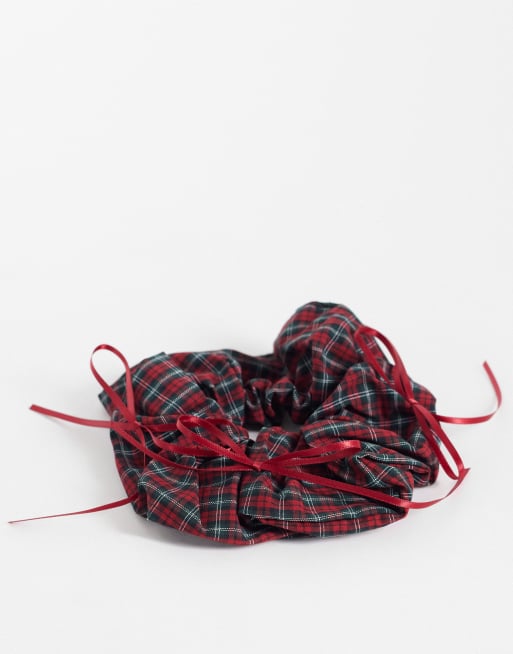 ONLY scrunchie in red tartan with bows, 3 of 3