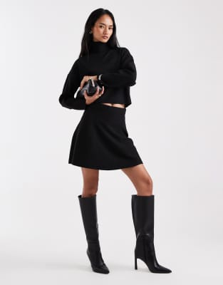 Only Seam Detail Knitted Mini Skirt Co-ord In Black