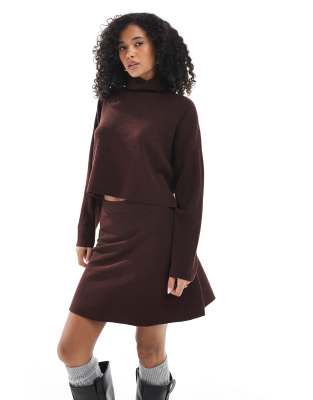 Only Seam Detail Knitted Mini Skirt In Red