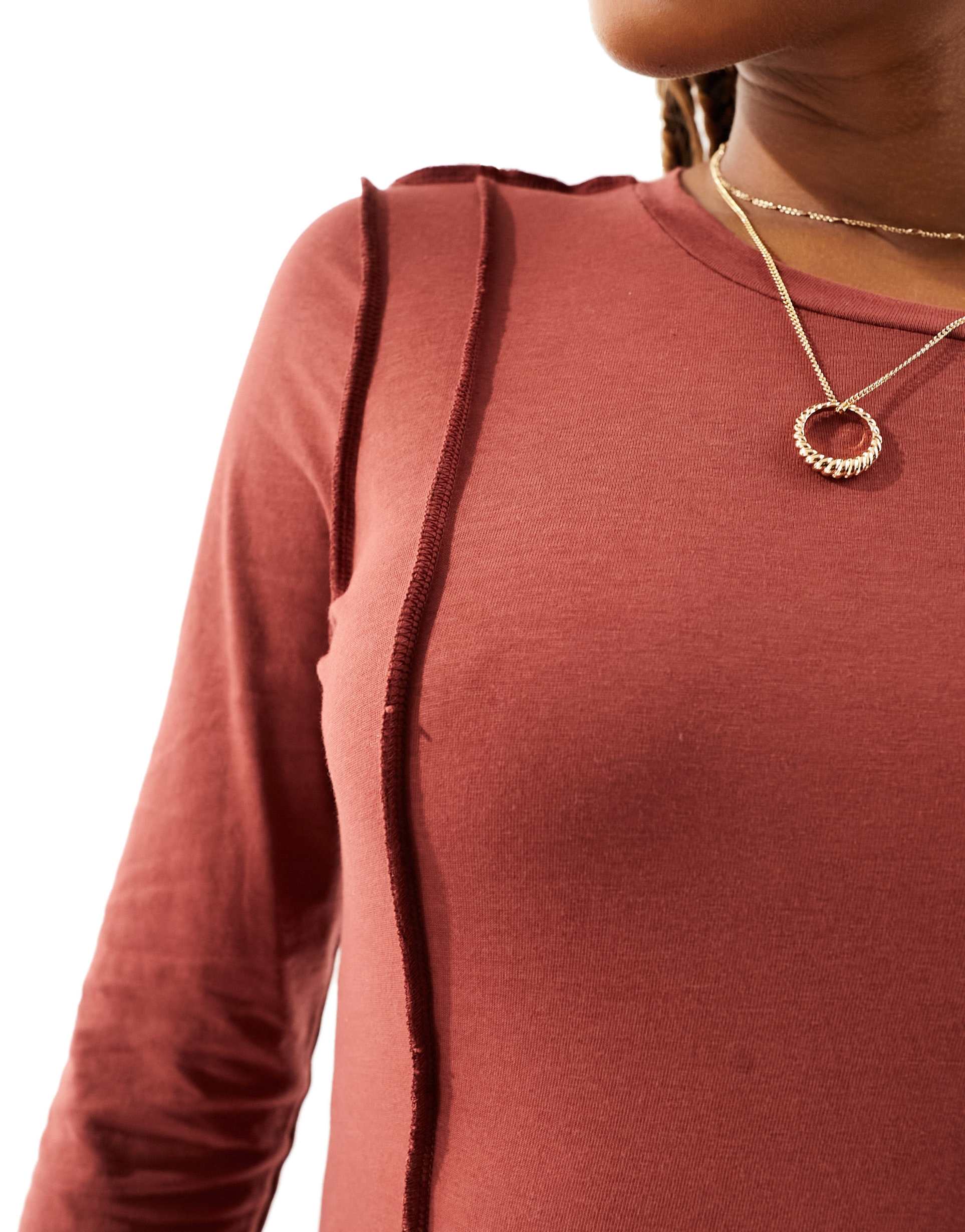 only seam detail maxi dress in rust