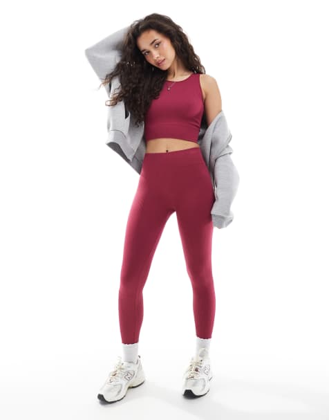 ONLY seamless active co-ord in burgundy - view 1
