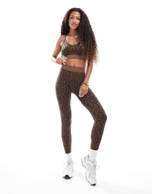 ONLY ONLY seamless leggings co-ord in animal print-Brown