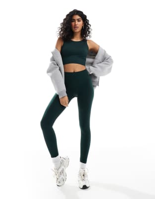 seamless leggings in dark green - part of a set