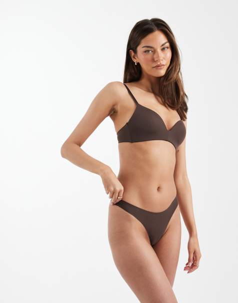 ONLY seamless lingerie thong in brown - view 1