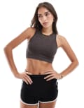 [ONLY] ONLY seamless ribbed crop top in washed black XS-S BLACK