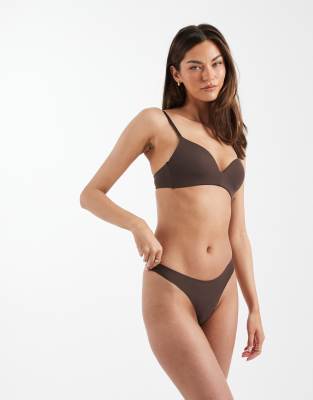 Only Seamless Thong In Brown