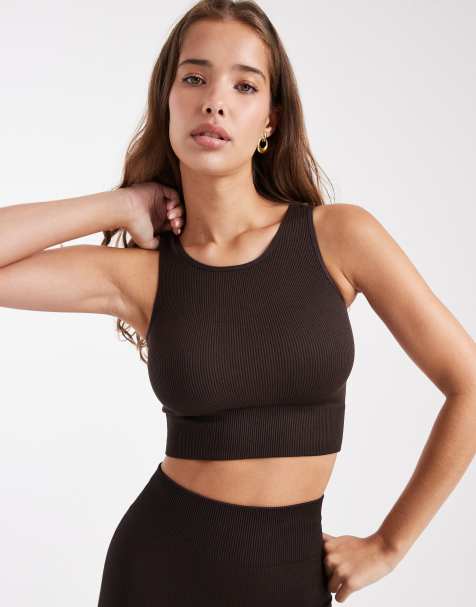 ONLY seamless top in chocolate brown - part of a set - view 1