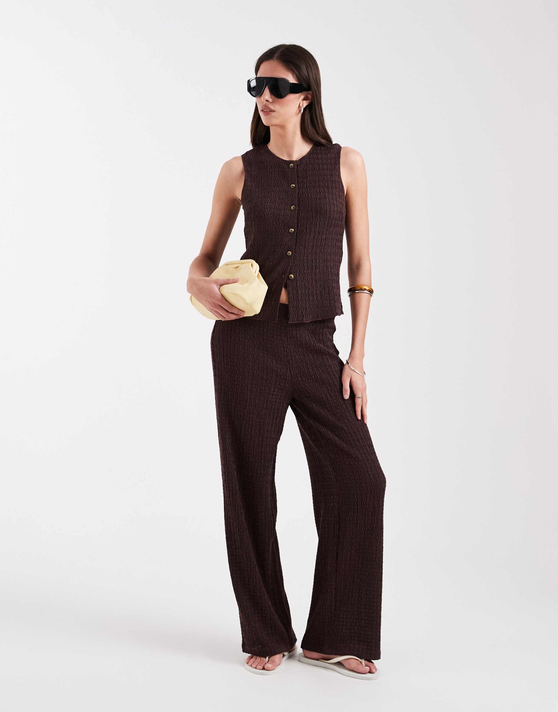 only seersucker pants in brown - part of a set