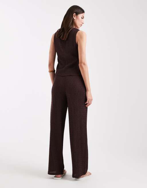 ONLY seersucker trousers co-ord in brown, 3 of 5