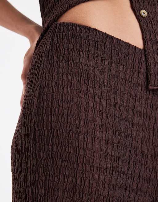 ONLY seersucker trousers co-ord in brown, 4 of 5