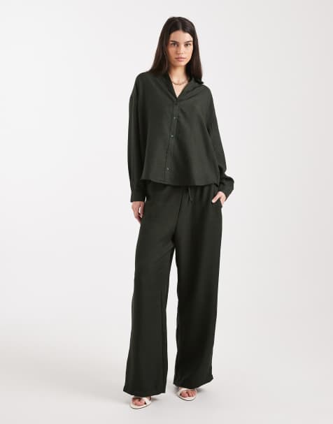 ONLY – Set in Khaki, bestehend aus Hemd und Schlupfhose - view 1